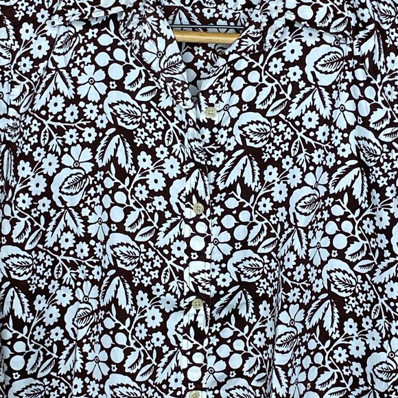 Old Money Vibe Ralph Lauren Brown & White Print 100% Cotton Lightweight Shirt - Picture 3 of 8